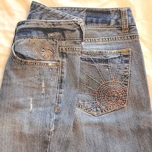 Aeropostale Vintage Peace Sign & Sun Chelsea Skinny Bootcut Jeans ☮️🌞